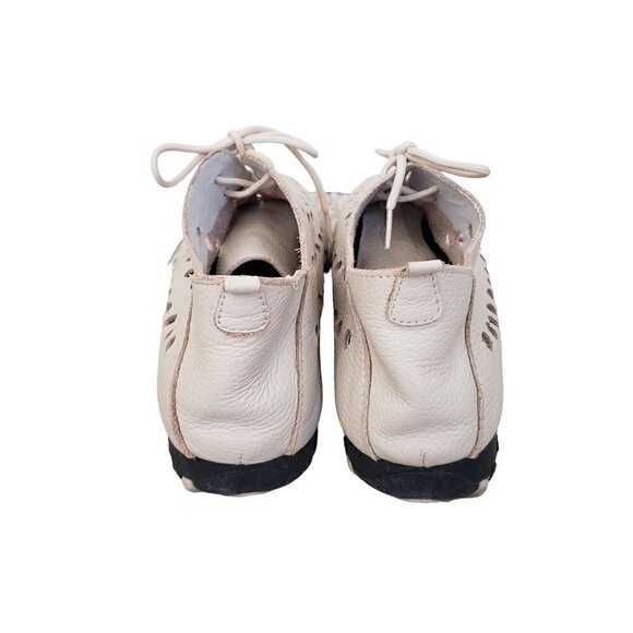 Litfoot Taupe Perforated Leather Lace Up Loafers Walking Shoes - Picture 6 of 11